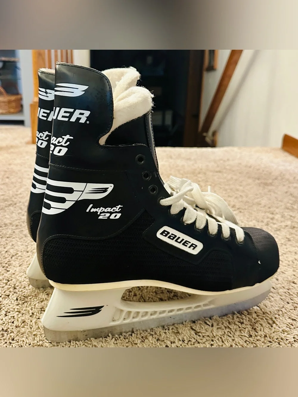 Bauer Impact 20 Men's Black Hockey Skates with White Accents